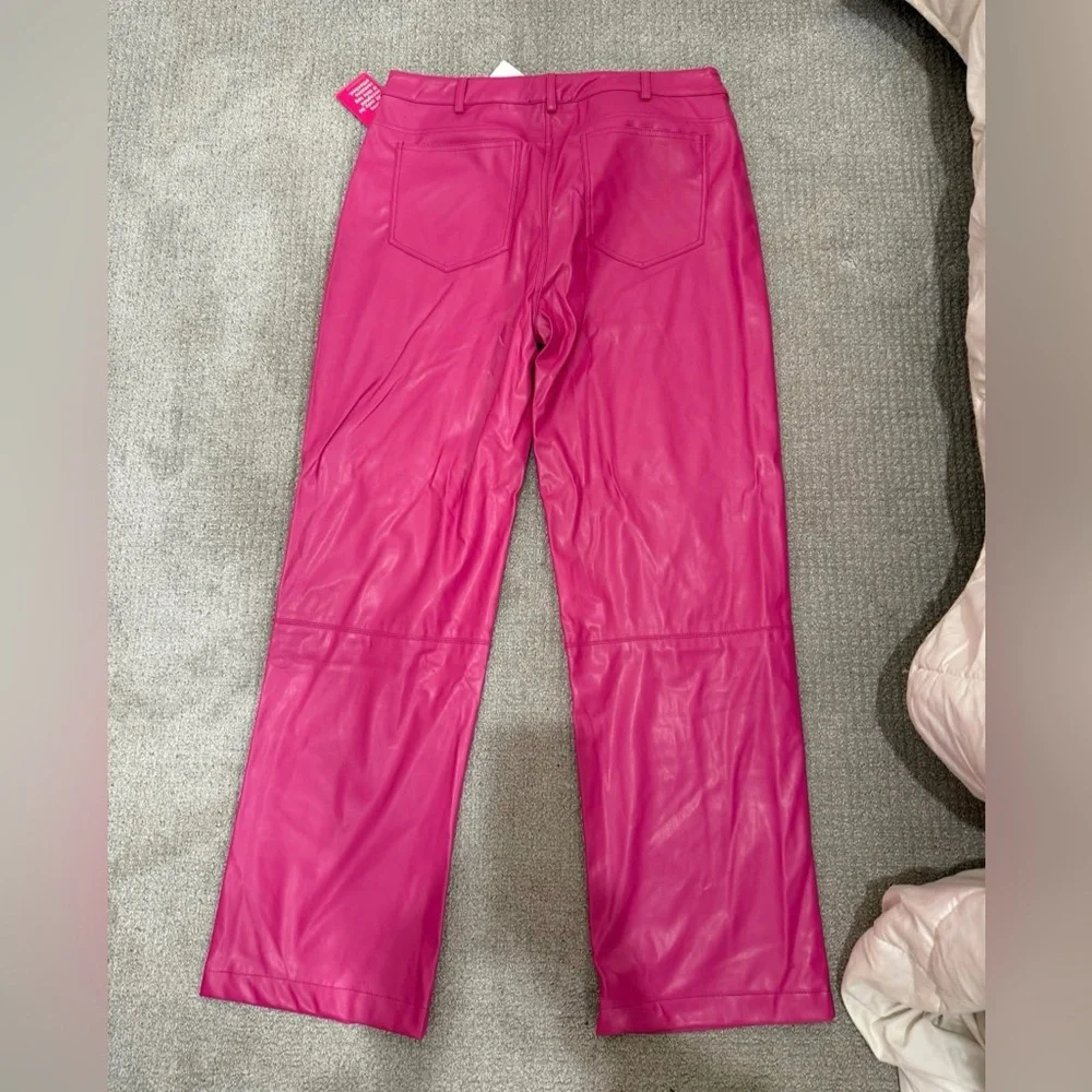 Buddy Love Fuchsia Straight Leg Faux Leather Pants - Picture 3 of 3